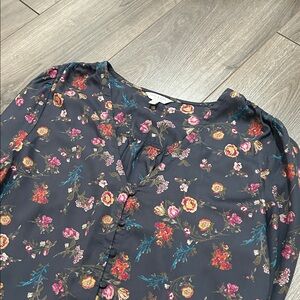 Lucky Brand Women's Floral Top - Dark Gray and Pink